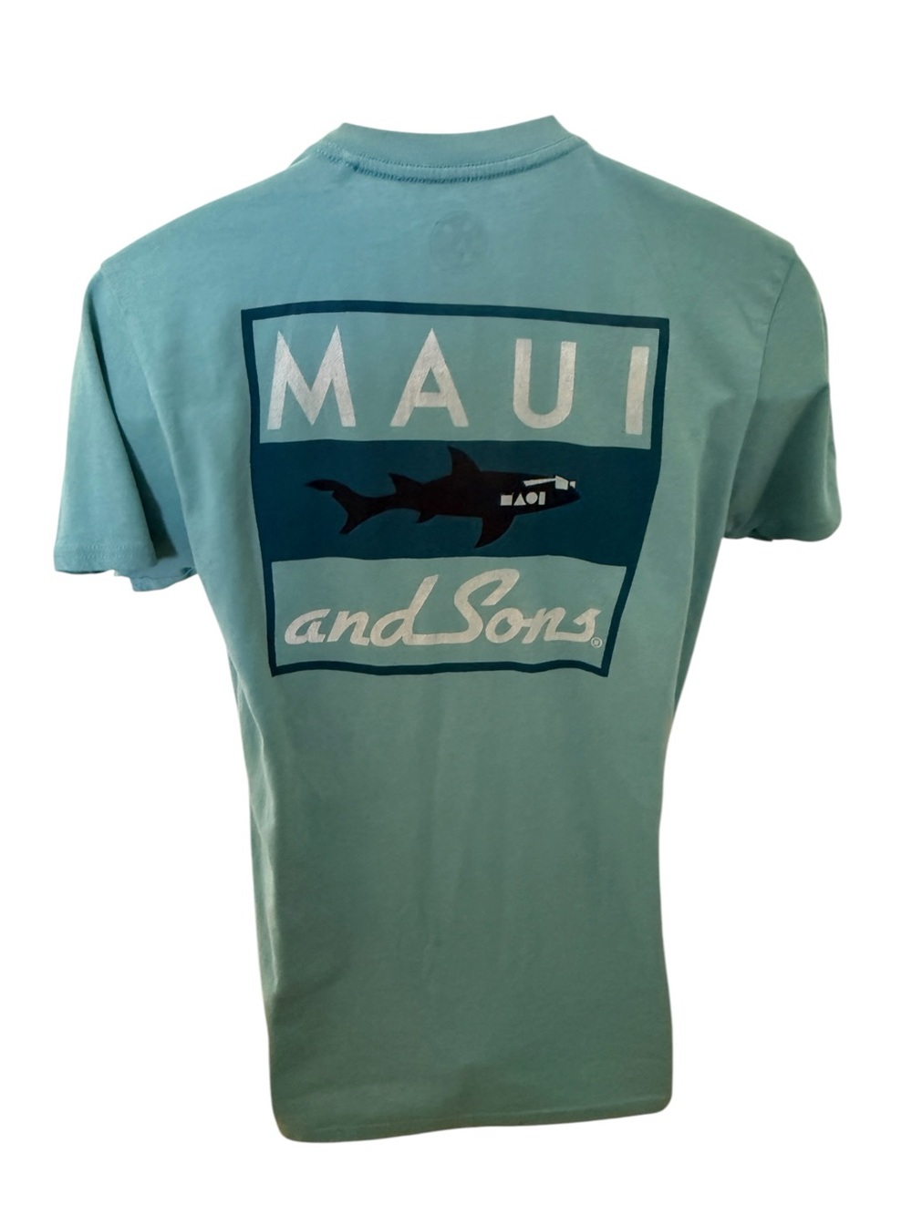 Maui and Sons Aqua Logo Short Sleeve Tee Shirt Men M Medium